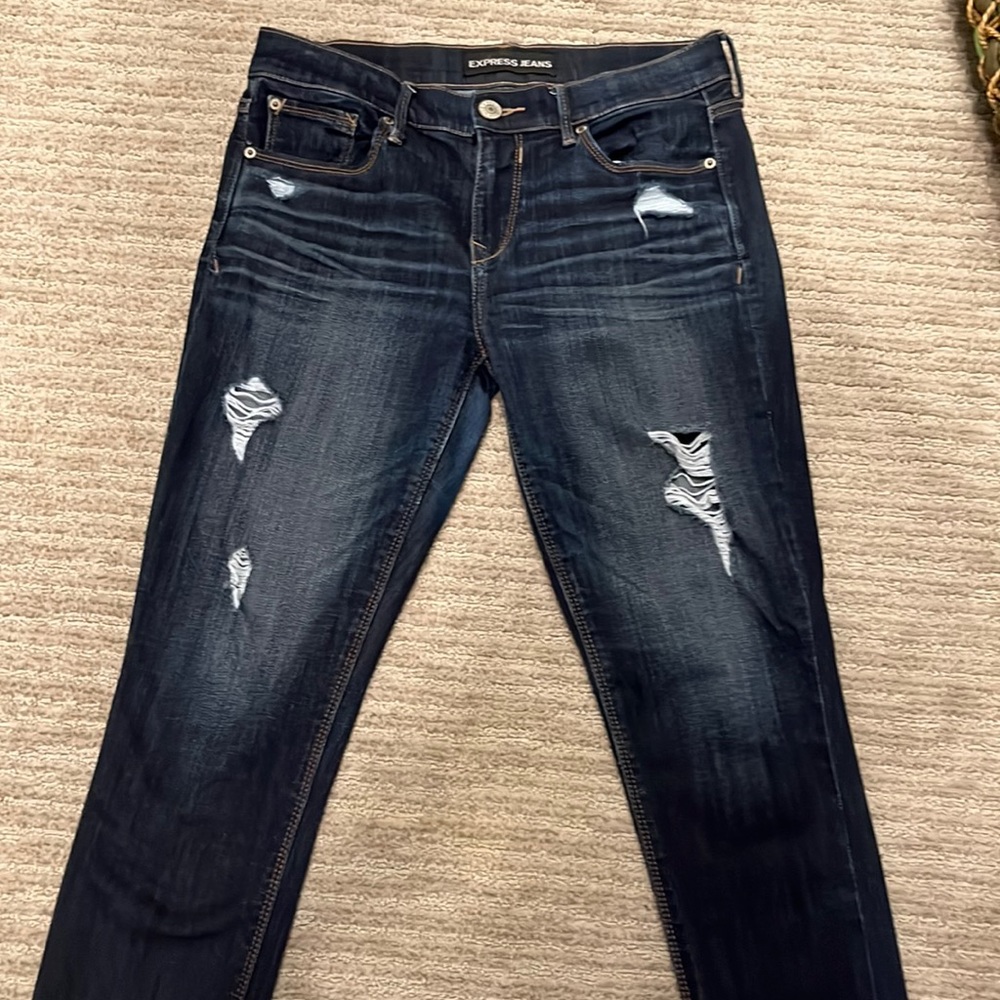 Express Dark Wash Distressed Women’s Jeans